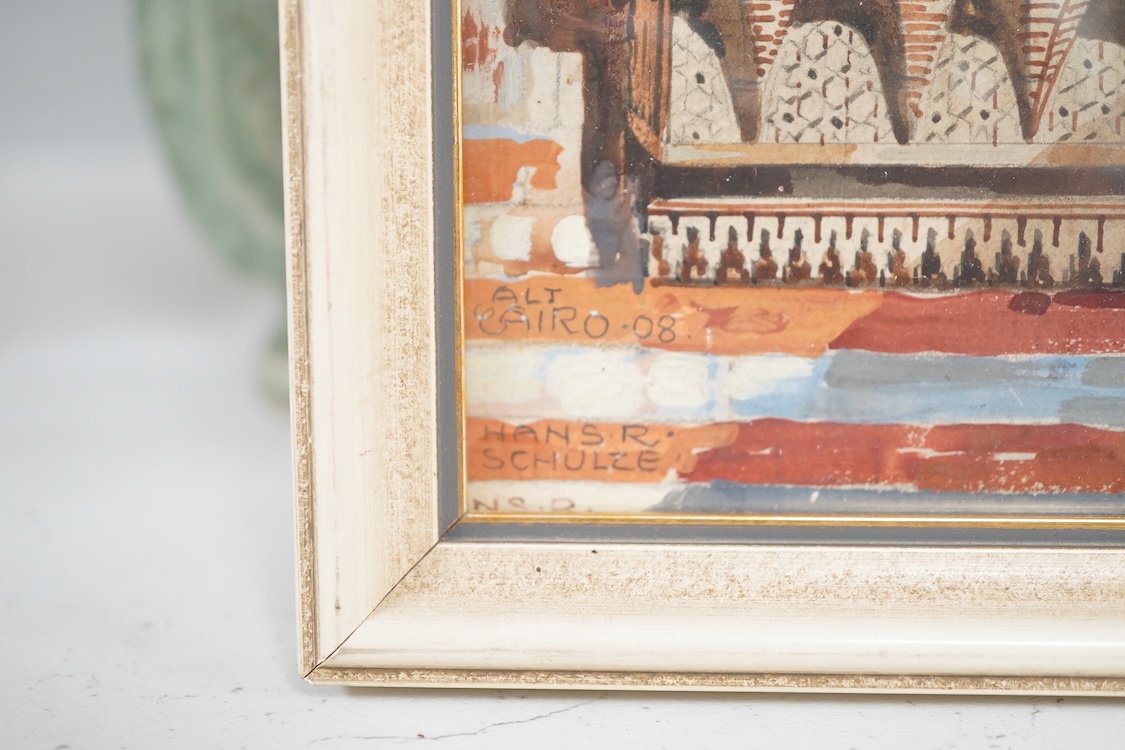 Hans Schulze, Cairo, signed and inscribed ALT Cairo, 08, gouache, 26.5 x 19cm